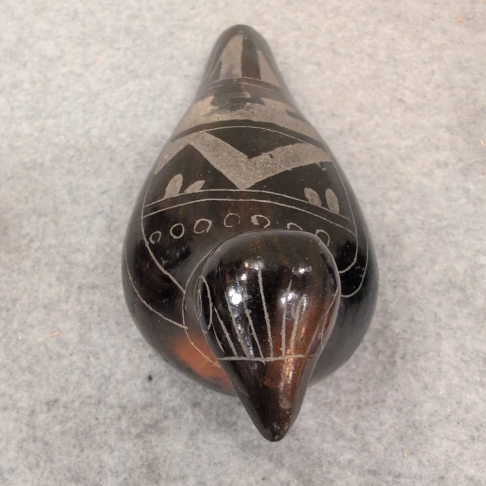 Vintage Mexican Barro Negro Black Clay Etched Bird Figurines Set of 3 Mexico - Picture 5 of 9
